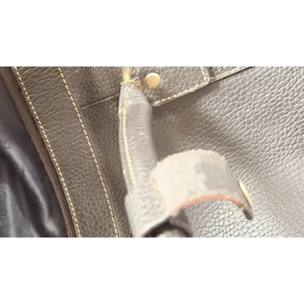 Brooks Brothers Brown Pebble Grain Leather Rolling Duffle